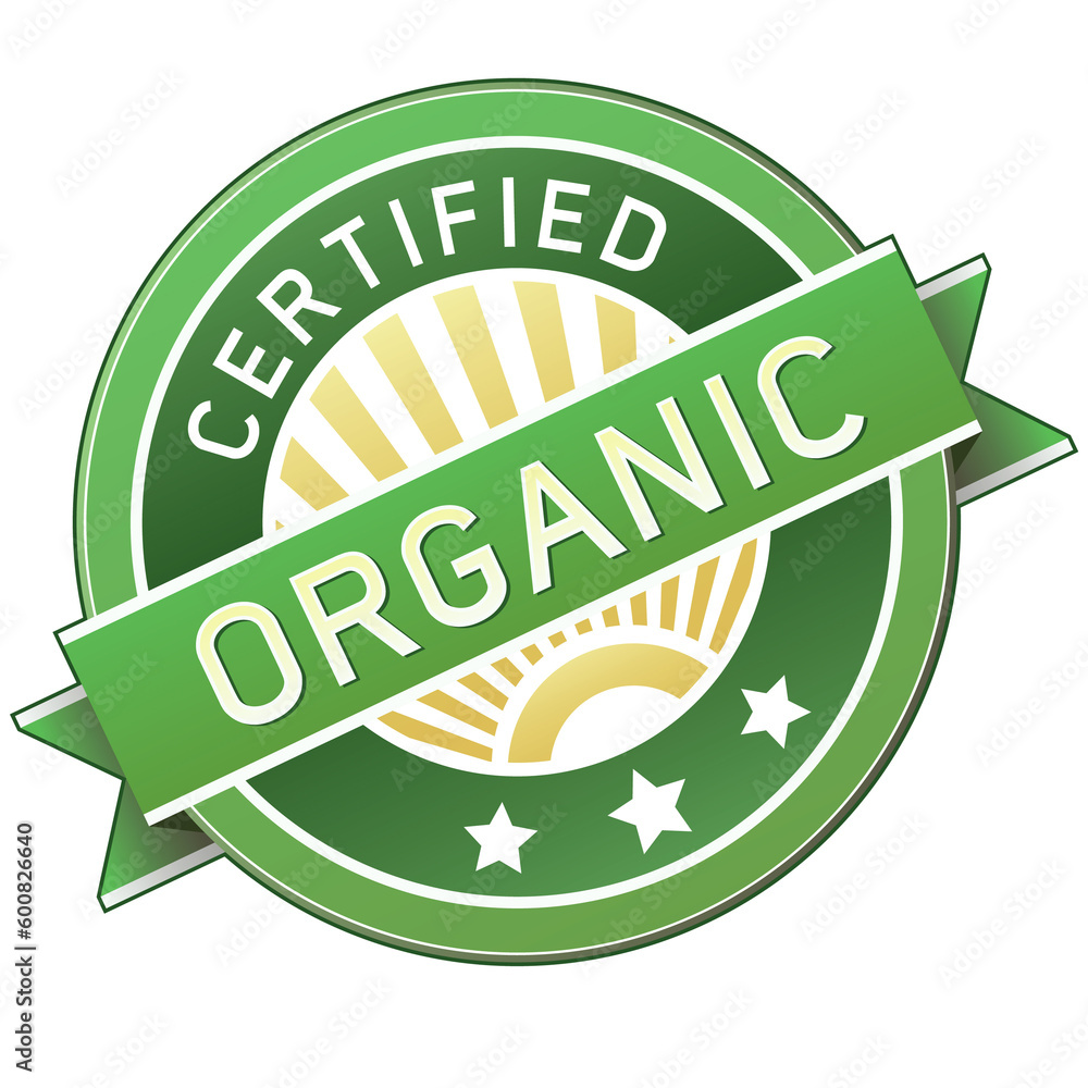 Certified organic food label or sticker for use in websites, packaging, or print materials Certified organic food label or sticker for use in websites, packaging, or print materials