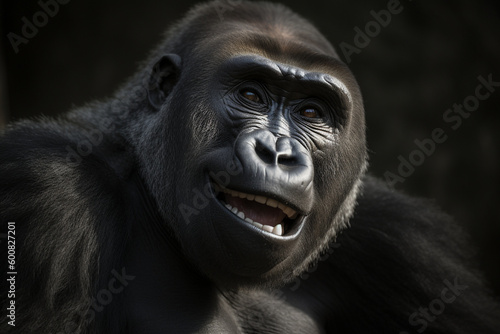 cute gorilla is laughing
