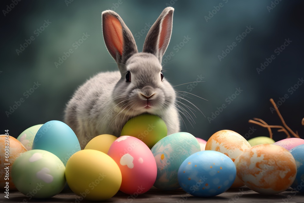 easter bunny with easter eggs easter bunny with easter eggs