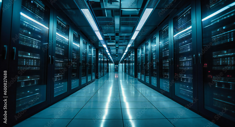 a large hallway is full of server racks a large hallway is full of server racks