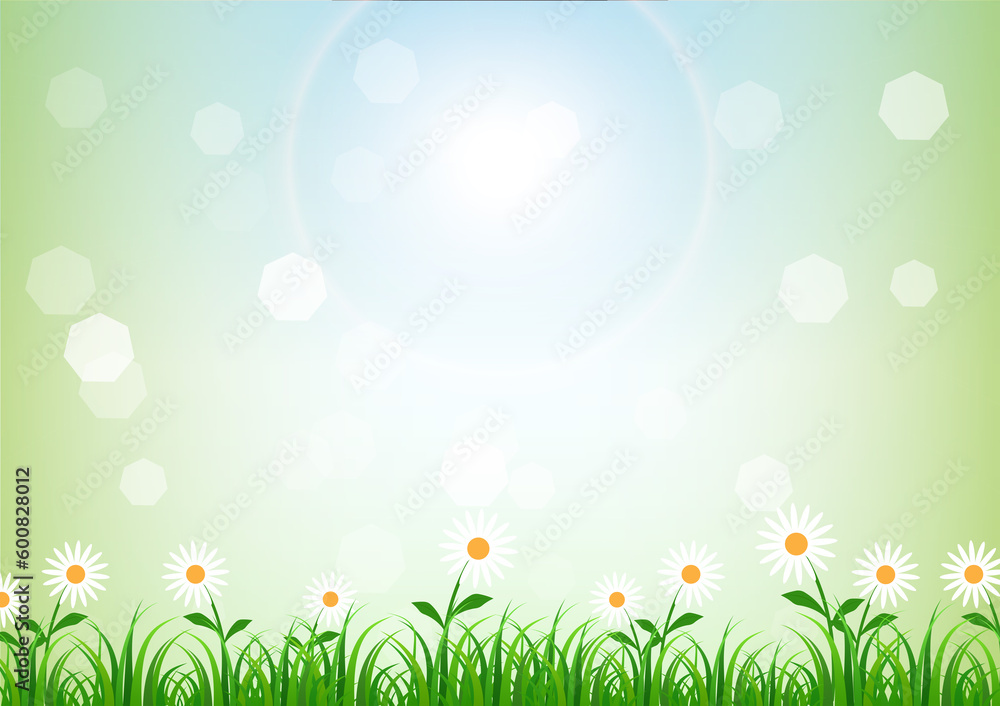 Summer Spring Background. Green Natural background During Spring Time. Vector Illustration.