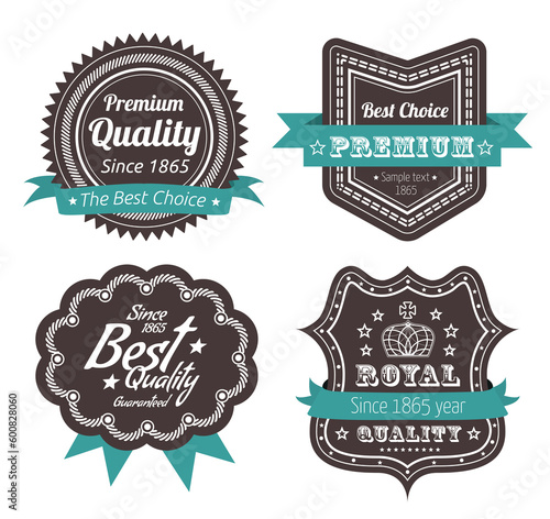 Royal Guarantee Label and Vintage Premium Quality collection on white