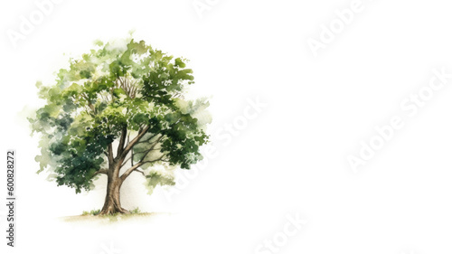 tree isolated on white  watercolor style  Generative AI
