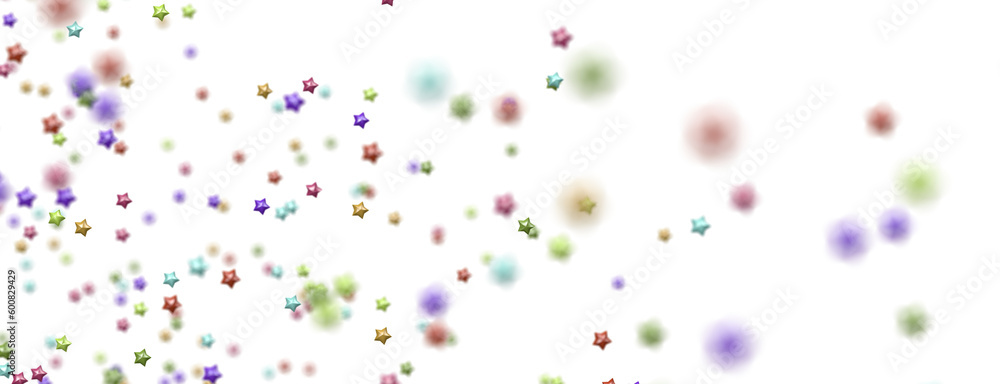 XMAS Banner with colored decoration. Festive border with falling glitter dust and stars.  png transparent