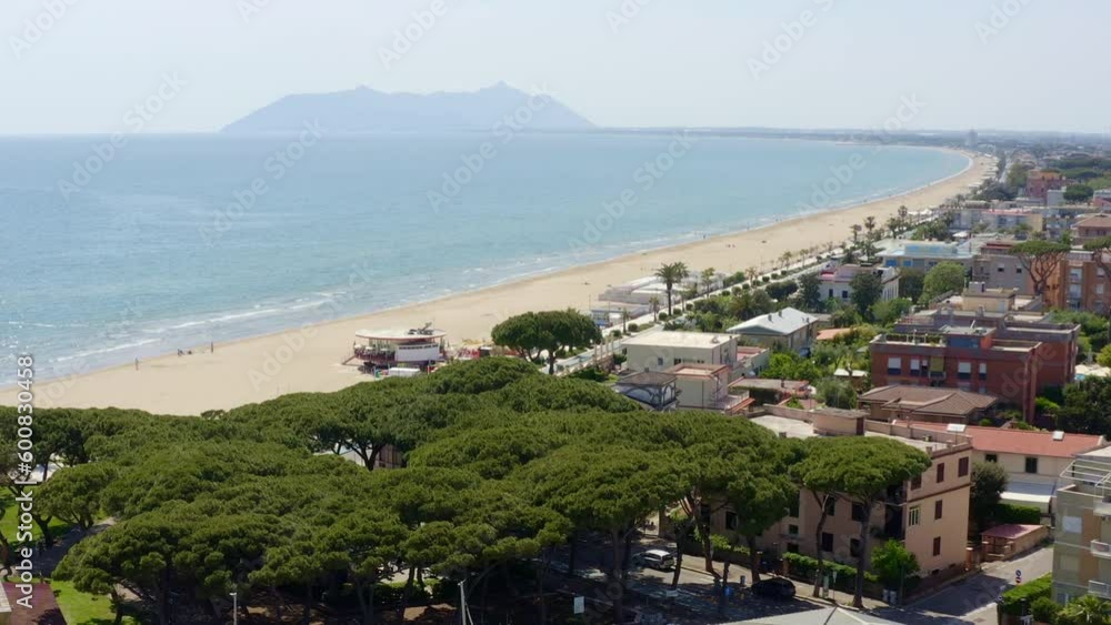 Aerial view of the seafront of Terracina, in the Province of Latina, Italy. In the background is the Circeo promontory. Aerial view of the seafront of Terracina, in the Province of Latina, Italy. In the background is the Circeo promontory.