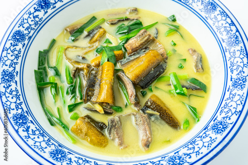 A bowl of delicious leek eel soup