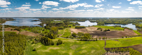 Spring landscape by Lake Siver and lake Ārdava Latvia, in the countryside of Latgale.