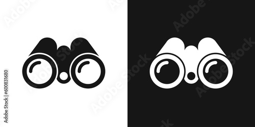 Big binoculars vector icon. Binocular lenses, watching symbol