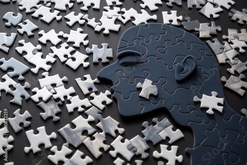 AI Generative. Single puzzle piece symbolizes mental health complexity. Understanding individual needs is crucial. Minimalist image.