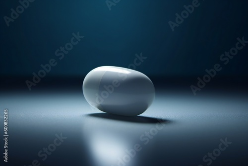 AI Generative. A lone pill symbolizing pharmaceutical treatment stands out against a contrasting background in this minimalist photo - perfect for healthcare and medical themes.