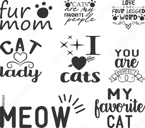 Cat Quotes SVG Bundle for T-shirt design 