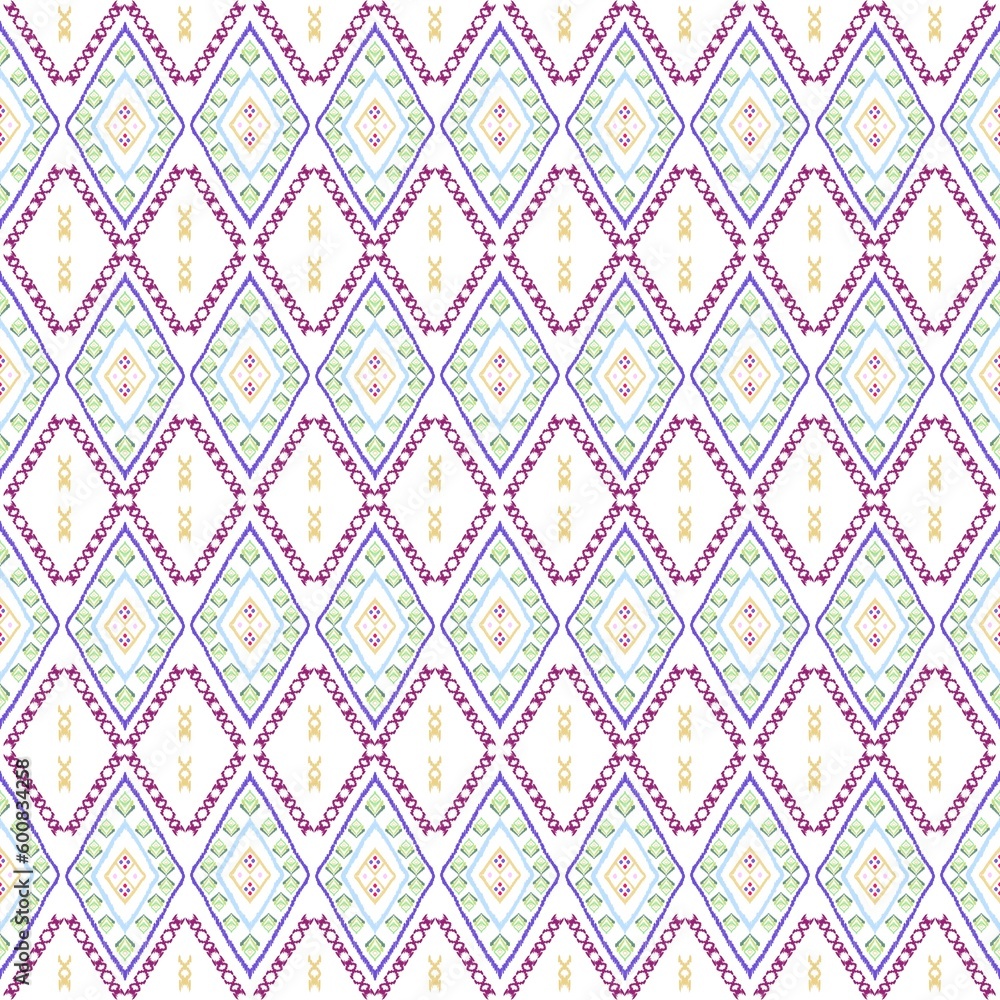 Geometric ethnic oriental seamless pattern traditional design for decoration, card, carpet, wallpaper, clothing, wrapping, batik,  fabric, illustration, background, embroidery style.