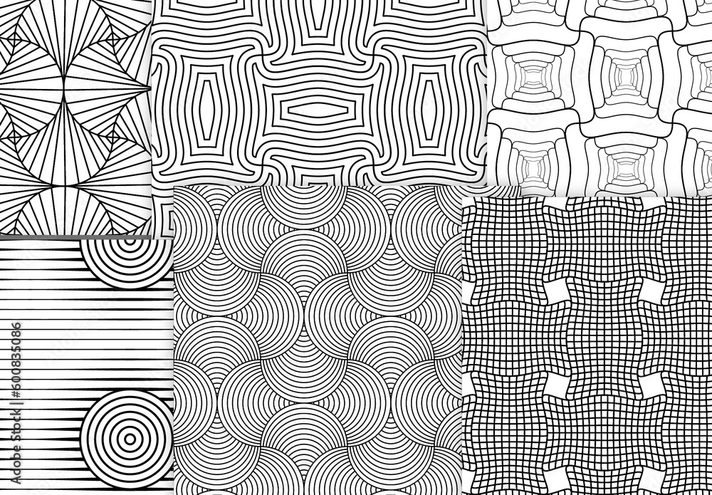 Pattern Using Solid Shapes Seamless Pattern Collection with Simple Black and White Geometric ...