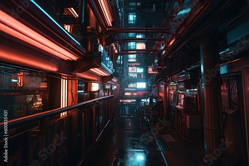 cyberpunk night city street, cyberpunk city, AI, created with AI, generative AI