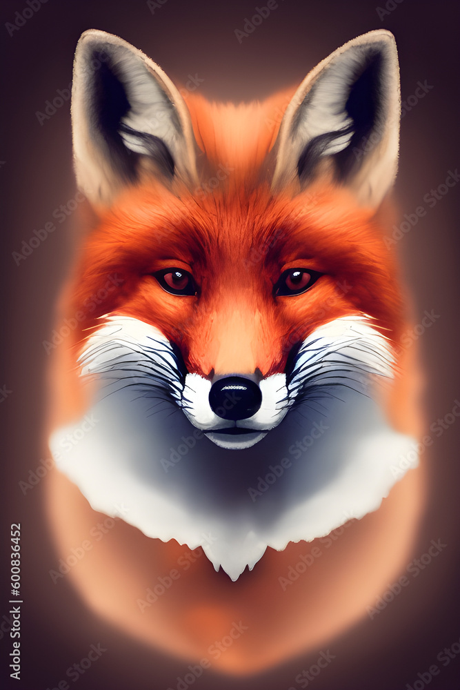 Obraz premium portrait of a red fox a dark background, autumn foliage around, generative ai