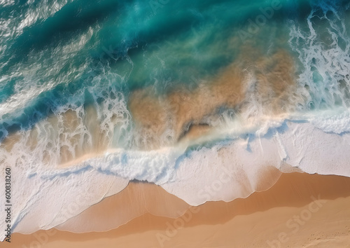 Aerial View of Ocean Waves at the Beach  A Stunning Summer Vacation Background  Generative AI