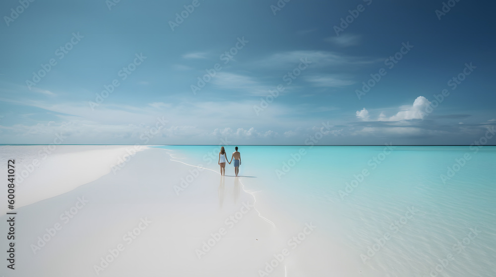 Romantic Escapade: A Couple Walking Hand-in-Hand on a Getaway, generative AI Romantic Escapade: A Couple Walking Hand-in-Hand on a Getaway, generative AI