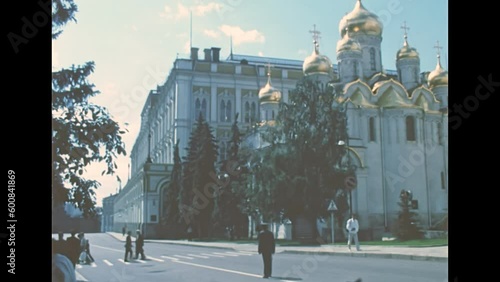 Moscow, Russia - 1985: Cathedral of the Annunciation in Cathedral Square. Archival of Moscow in Russia in 1980s.
