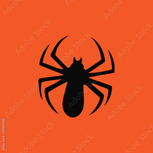 Set of spider insect vector illustration with orange background
