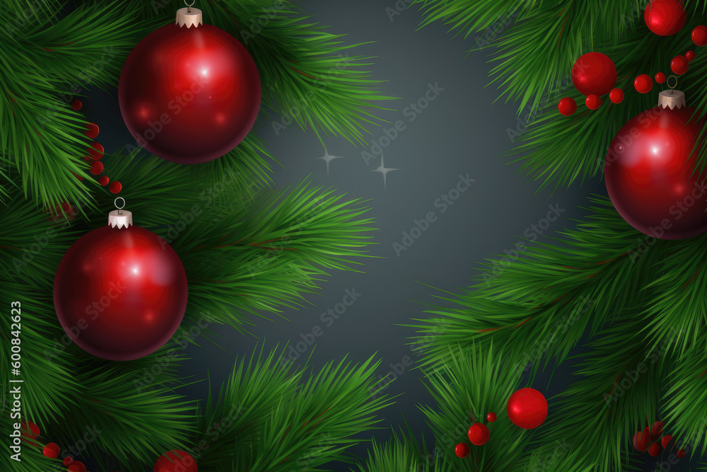 Fototapeta premium Closeup of a decorated Christmas tree background. Generative AI