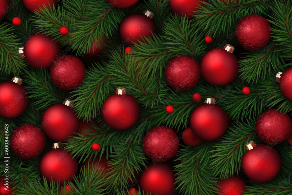Closeup of a decorated Christmas tree background. Generative AI Closeup of a decorated Christmas tree background. Generative AI