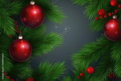 Closeup of a decorated Christmas tree background. Generative AI