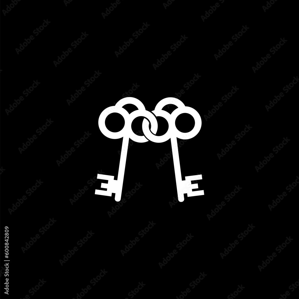 Old key icon design isolated on black background Old key icon design isolated on black background