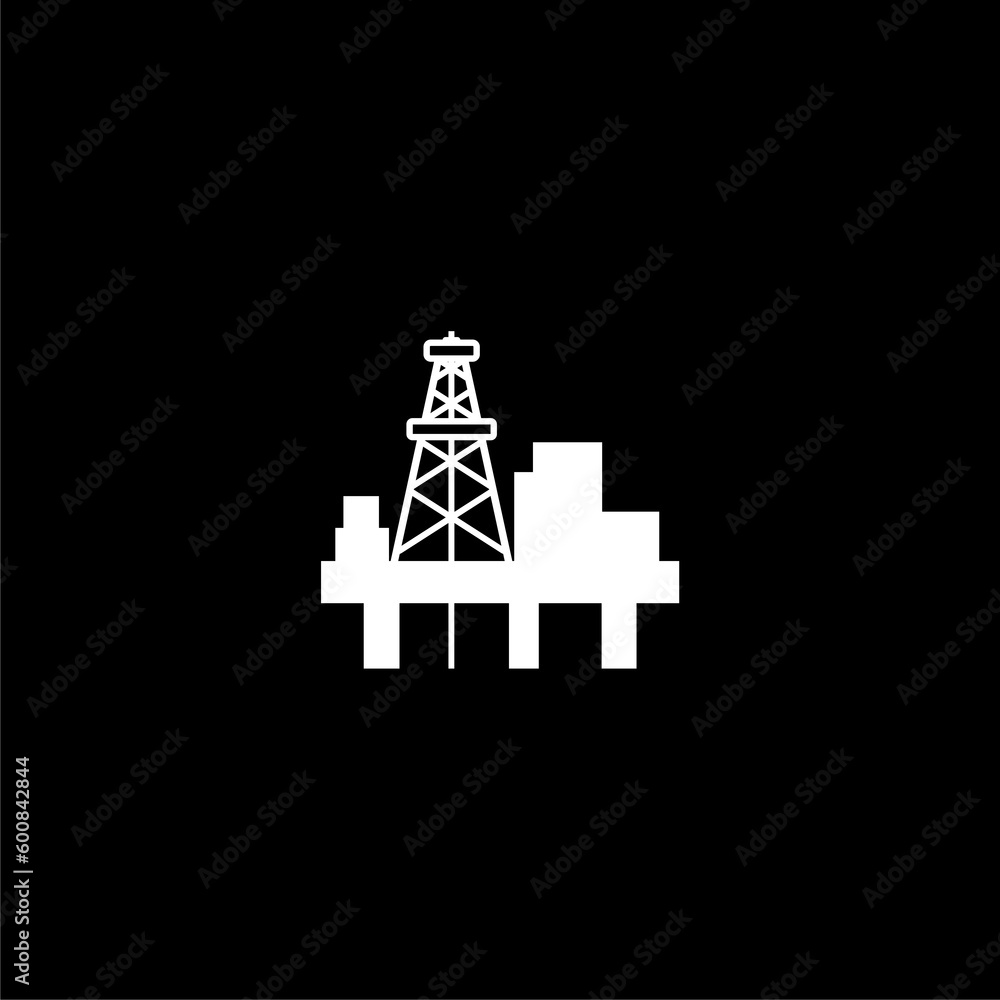 Oil platform icon isolated on black background Oil platform icon isolated on black background