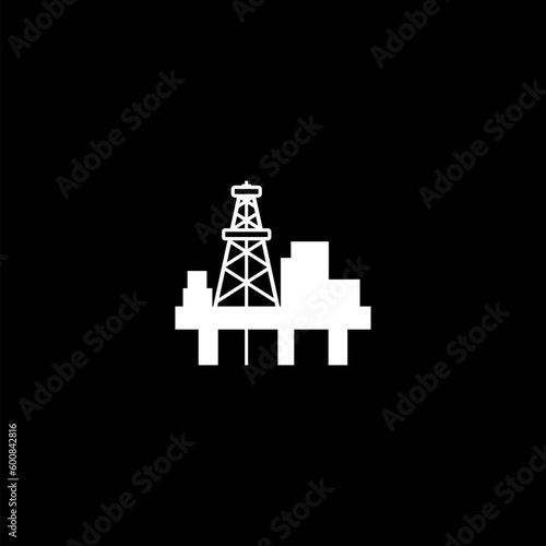  Oil platform icon isolated on black background