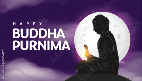 illustration of Lord Buddha Happy Vesak Day, Buddha Purnima wishes greetings