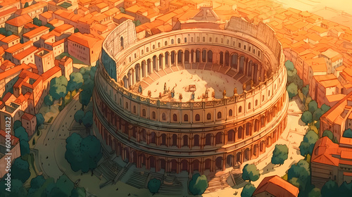 Illustration of beautiful view of Rome, Italy