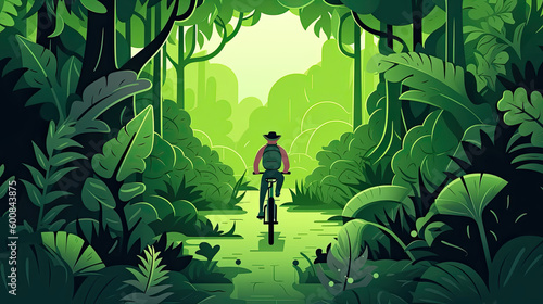 graphic design of a person riding a bike
