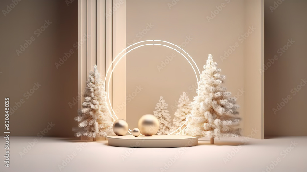 3D podium display, Christmas background for product presentation. Generative ai 3D podium display, Christmas background for product presentation. Generative ai
