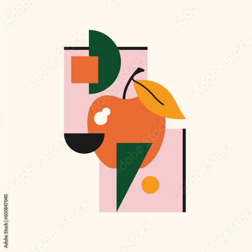 Vector graphics in a minimalistic fashionable style with geometric elements. Illustration of a apple in a flat style.