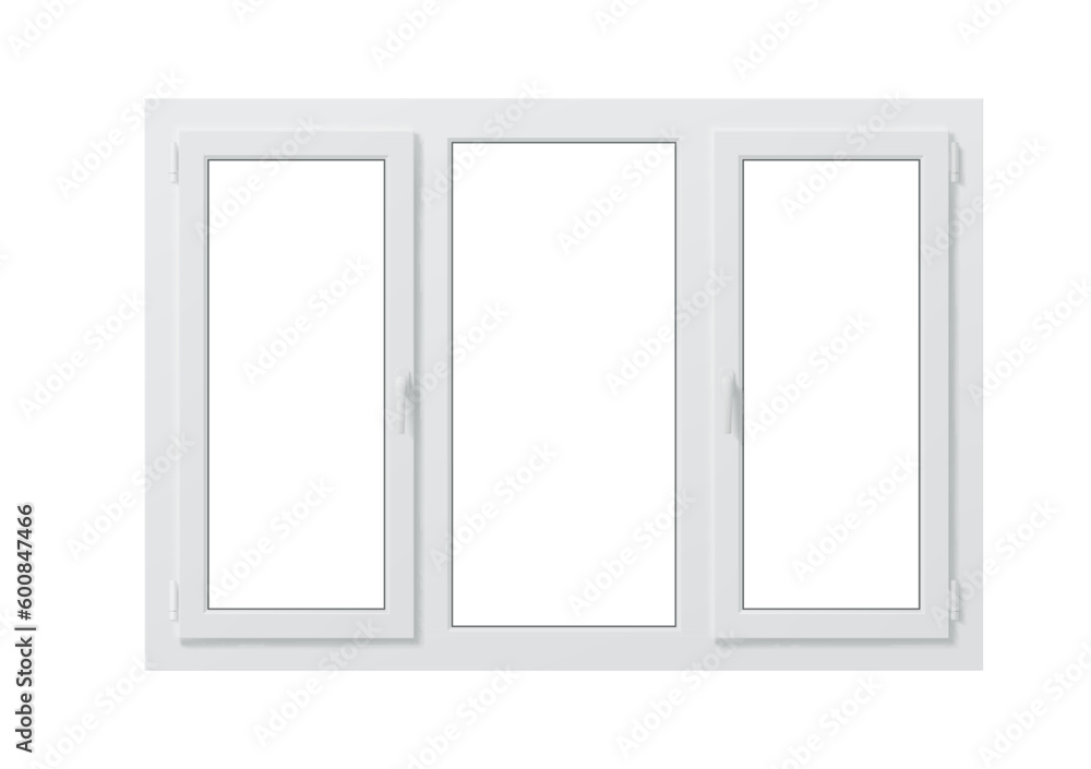Realistic pvc window, isolated 3d vector mockup. Durable and cost-effective solution for modern homes and offices, featuring a high-quality finish and easy maintenance. Closed window with three panes Realistic pvc window, isolated 3d vector mockup. Durable and cost-effective solution for modern homes and offices, featuring a high-quality finish and easy maintenance. Closed window with three panes