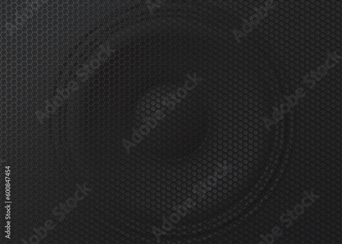 Realistic speaker. Music sound subwoofer, metal steel grid. Sound device or professional audio electronic equipment realistic vector background. Music studio modern stereo speaker black mesh backdrop