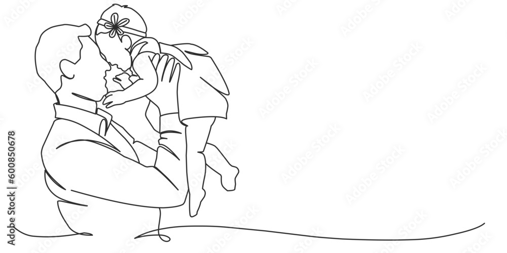 Fathers day line art vector illustration, father and daughters line art illustration Fathers day line art vector illustration, father and daughters line art illustration