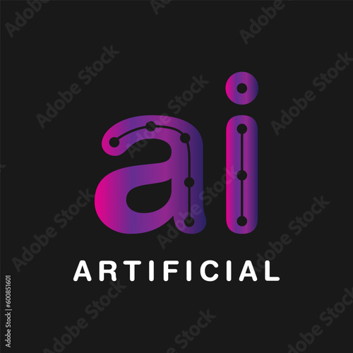 Ai artificial logo design, letter ai logo, mockup design