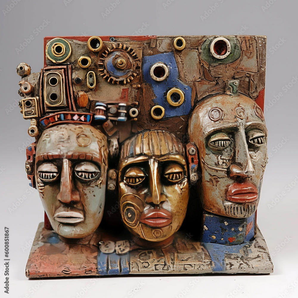 A sculpture in the style of Art Brut - generative AI A sculpture in the style of Art Brut - generative AI