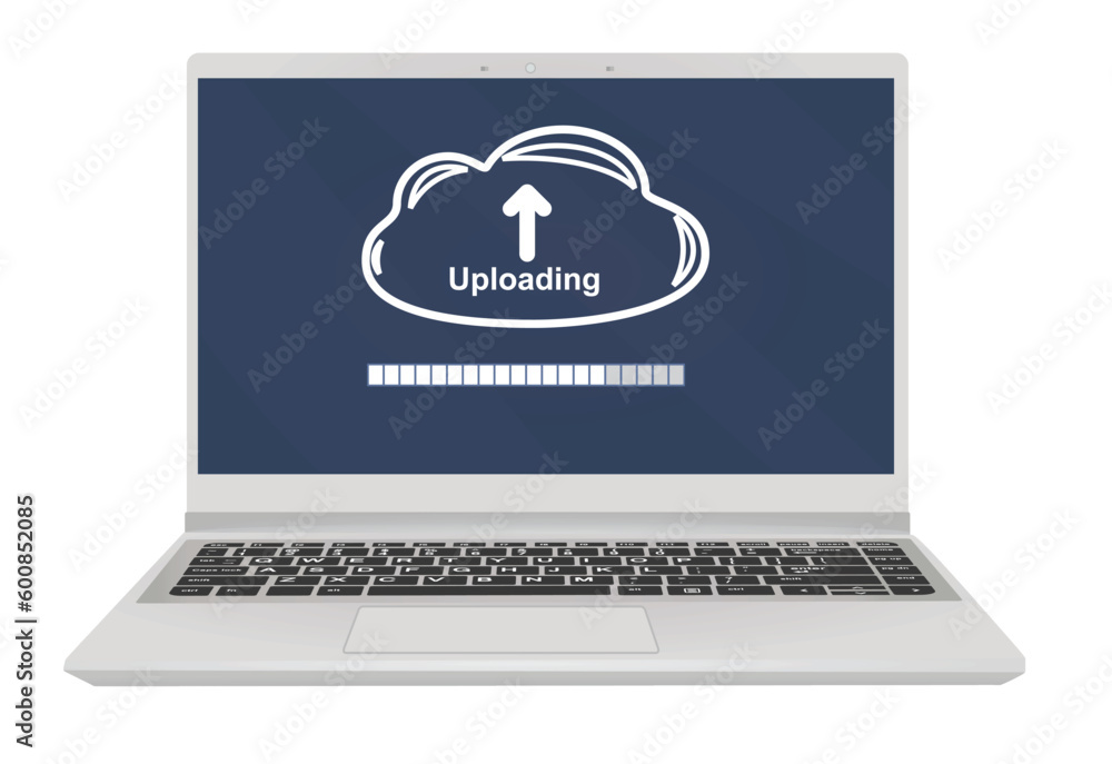 Cloud uploading files to computer. vector Cloud uploading files to computer. vector