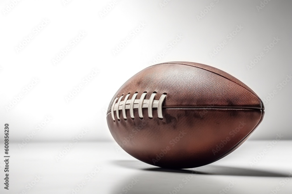 American football ball on white background, sports concept, digital illustration. Generative AI American football ball on white background, sports concept, digital illustration. Generative AI