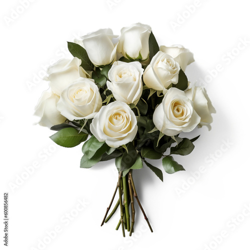 A simple, elegant bouquet of white roses