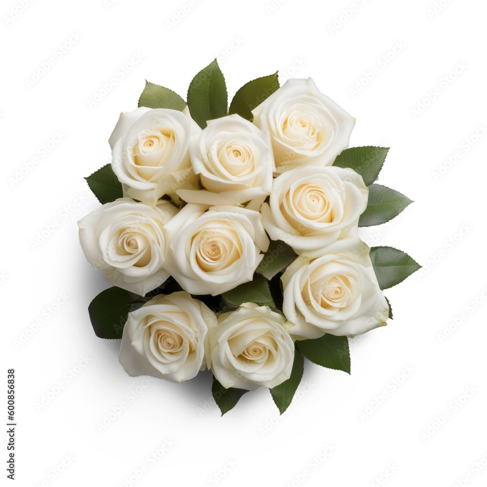 A simple, elegant bouquet of white roses