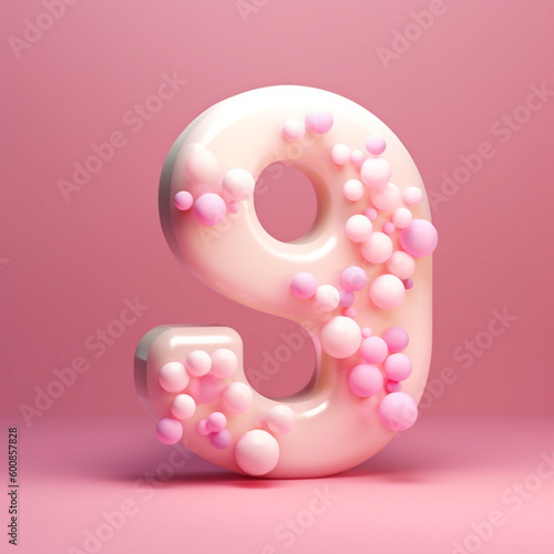 number illustrations created with pink photo