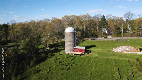 Farmland and silos aerial footage