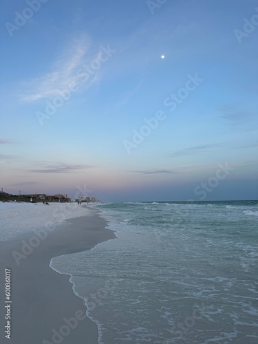 Waxing gibbous moon over Gulf of Mexico Florida 