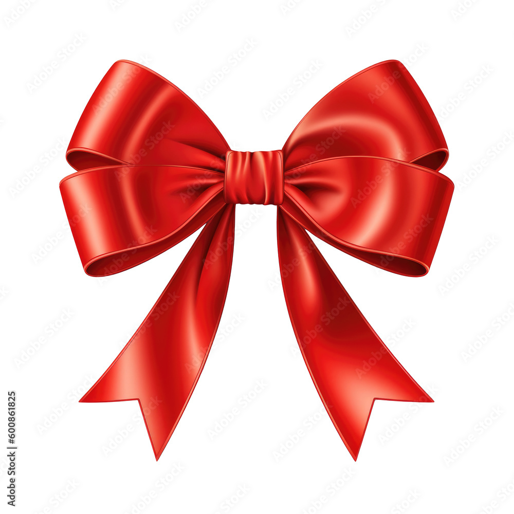 Naklejka premium Red ribbon bow. Generative ai