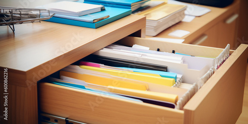 office folders with documents in office