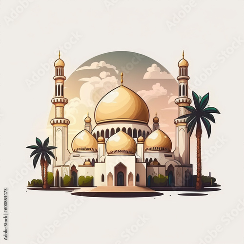 Illustration of a mosque ramadan jumma Eid Mubarak photo