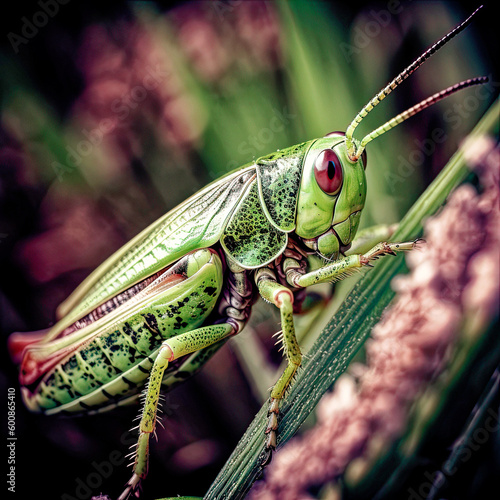 Macro Photo of a Grasshopper - generative AI